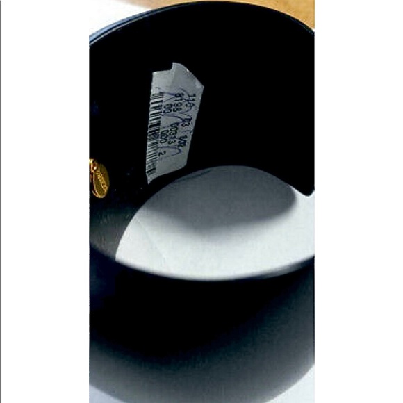 NEW VINTAGE! JOSE MARIA BARRERA BLACK Crystal GOLD WOOD BRACELET BANGLE - Picture 5 of 7